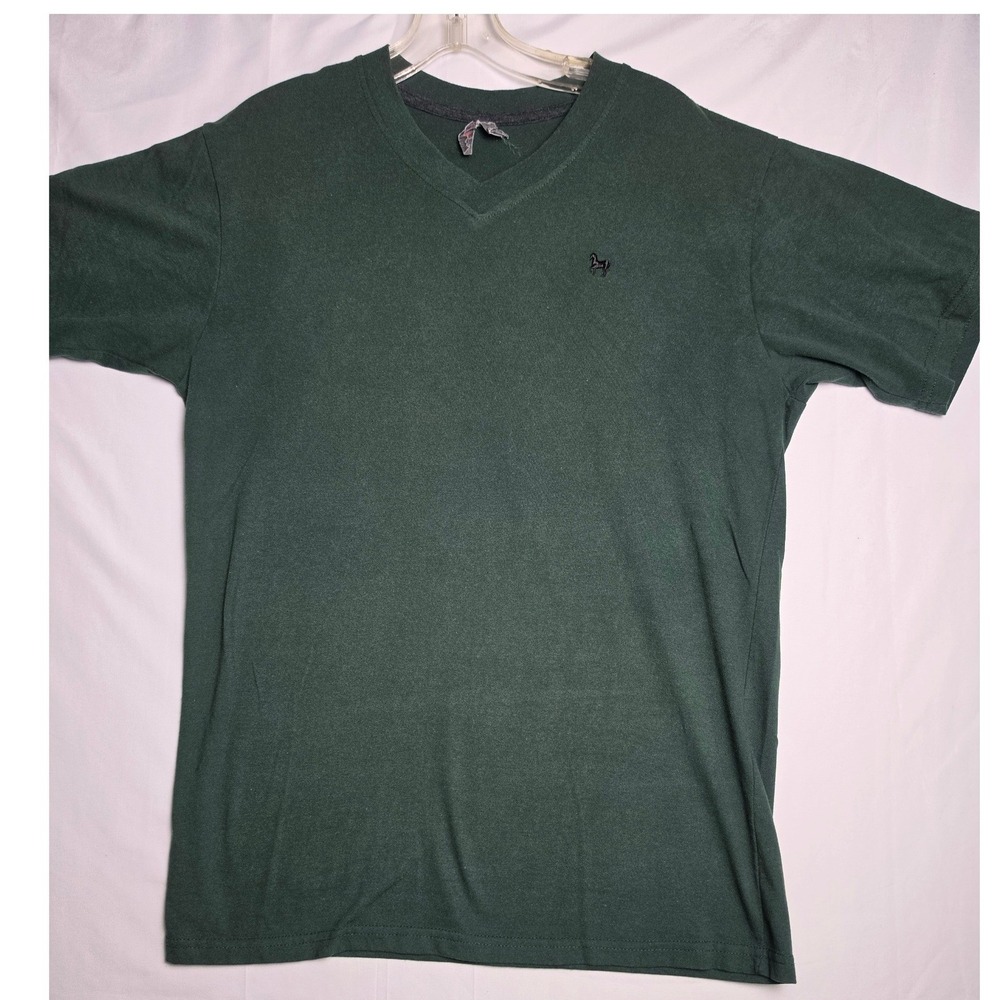 Embassy Apparel Womens V-Neck T-Shirt Green Short Sleeve Horse Logo Size L